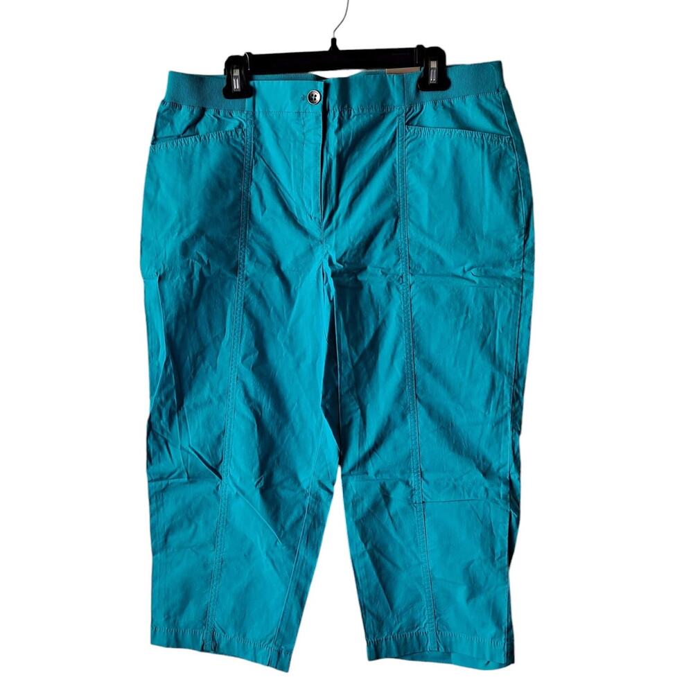 Chico's Womens Fitigues Christa Straight Leg Capri Crop Pants Blue Size L NWT